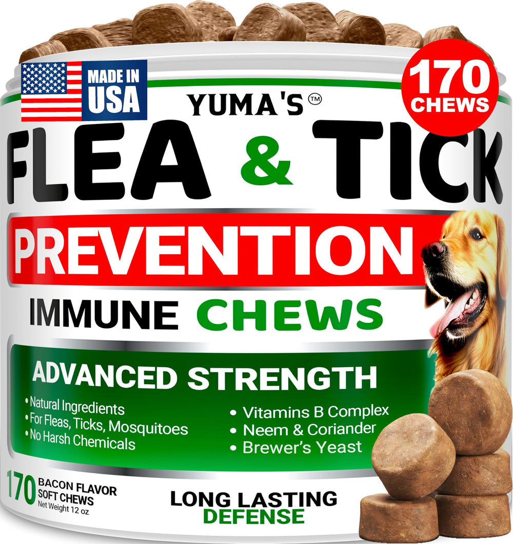 YUMA'S dog flea and tick chews shown from the front.