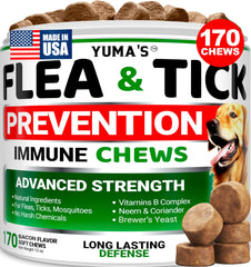 YUMA'S dog flea and tick chews shown from the front.