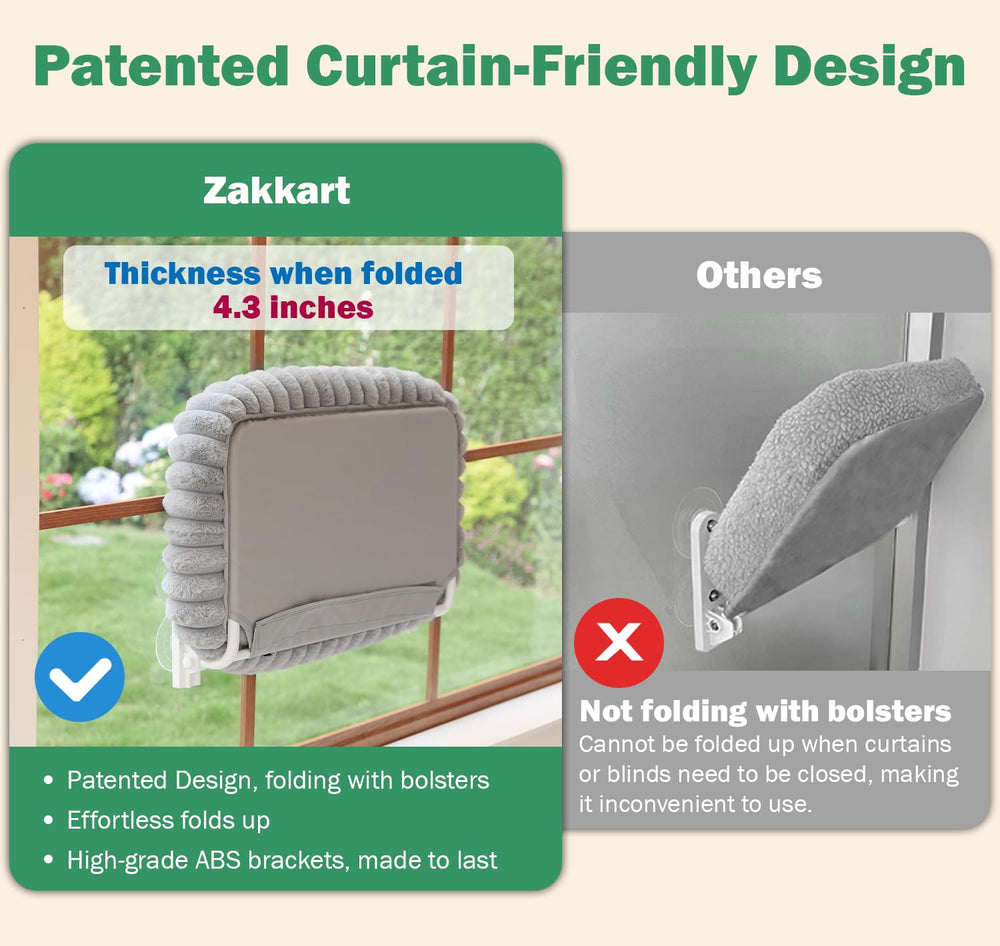 Zakkart SnugCloud Foldable Cat Window Perch shown folded toward the window.
