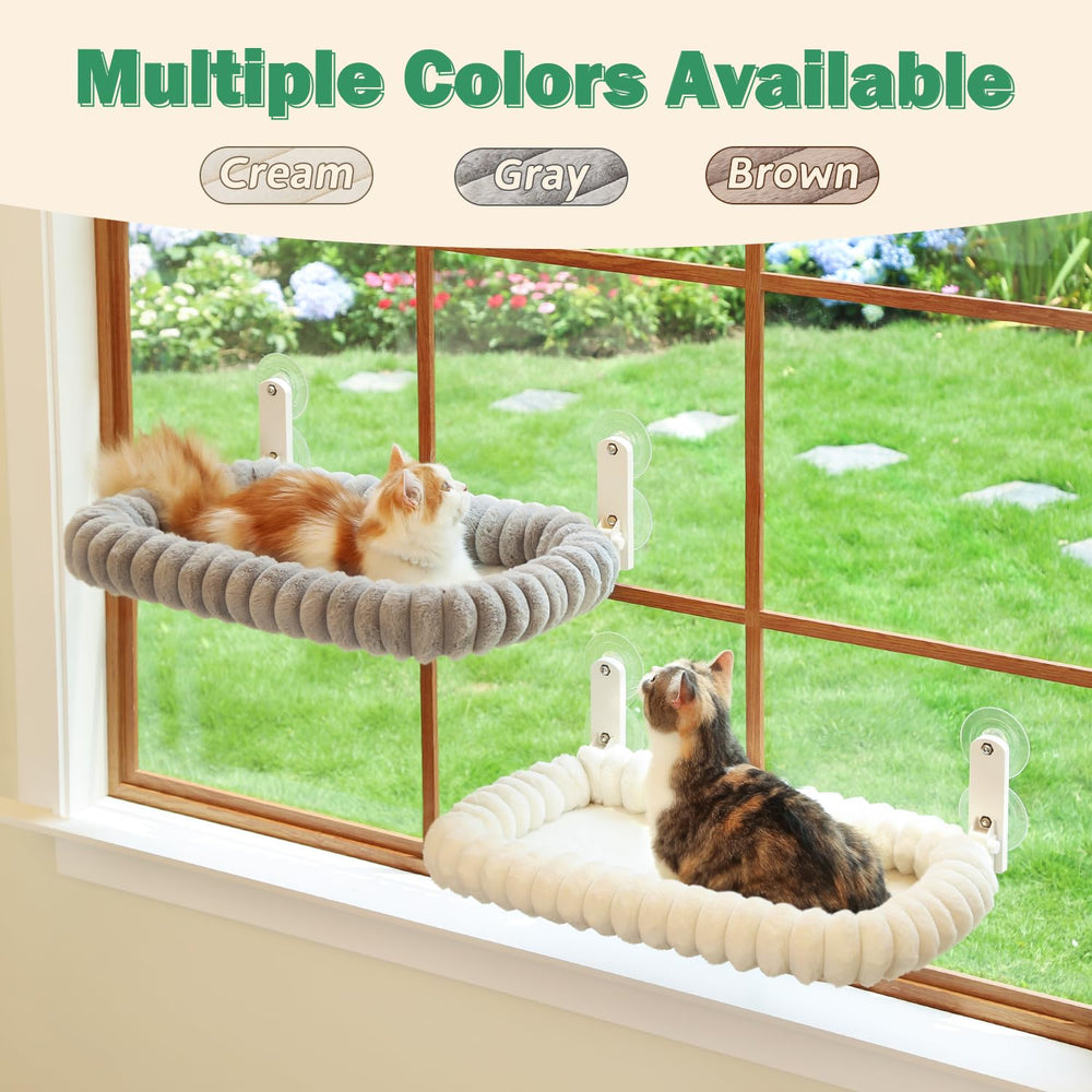 Zakkart SnugCloud Foldable Cat Window Perch with its removable bed shown separately.