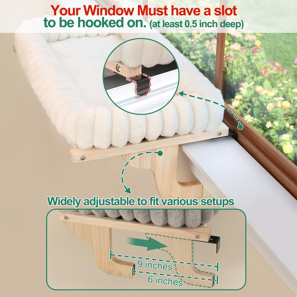 Zakkart SnugCloud Cat Perch mounting hook and adjustable bracket shown in close detail.