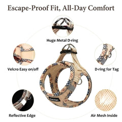 Zelvian cat harness air mesh fabric shown in close-up.