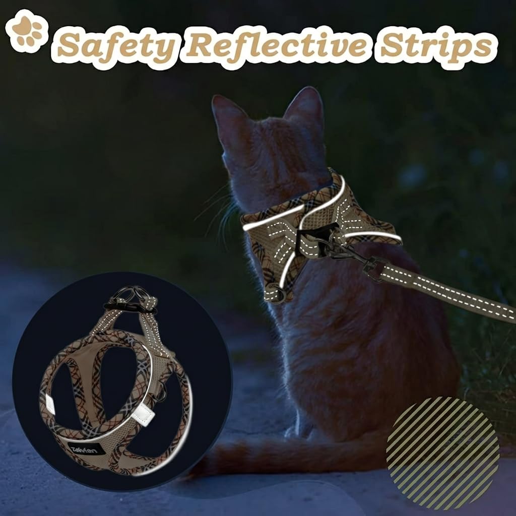 Zelvian cat harness shown with its step-in vest design.