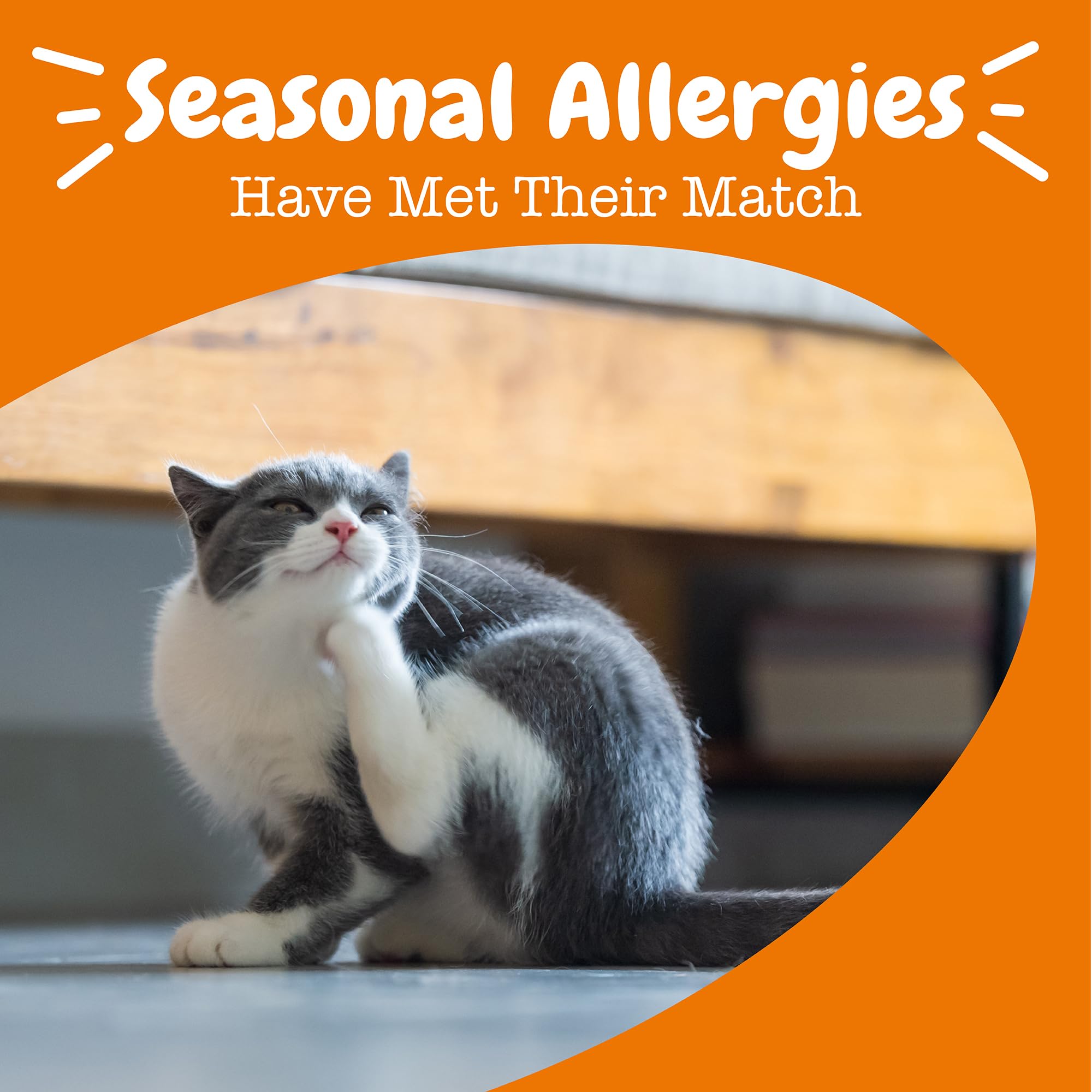 Zesty Paws Cat Allergy Relief packaging shown with its ingredient panel.