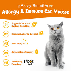 Zesty Paws Cat Allergy Relief mousse shown in a close-up detail.