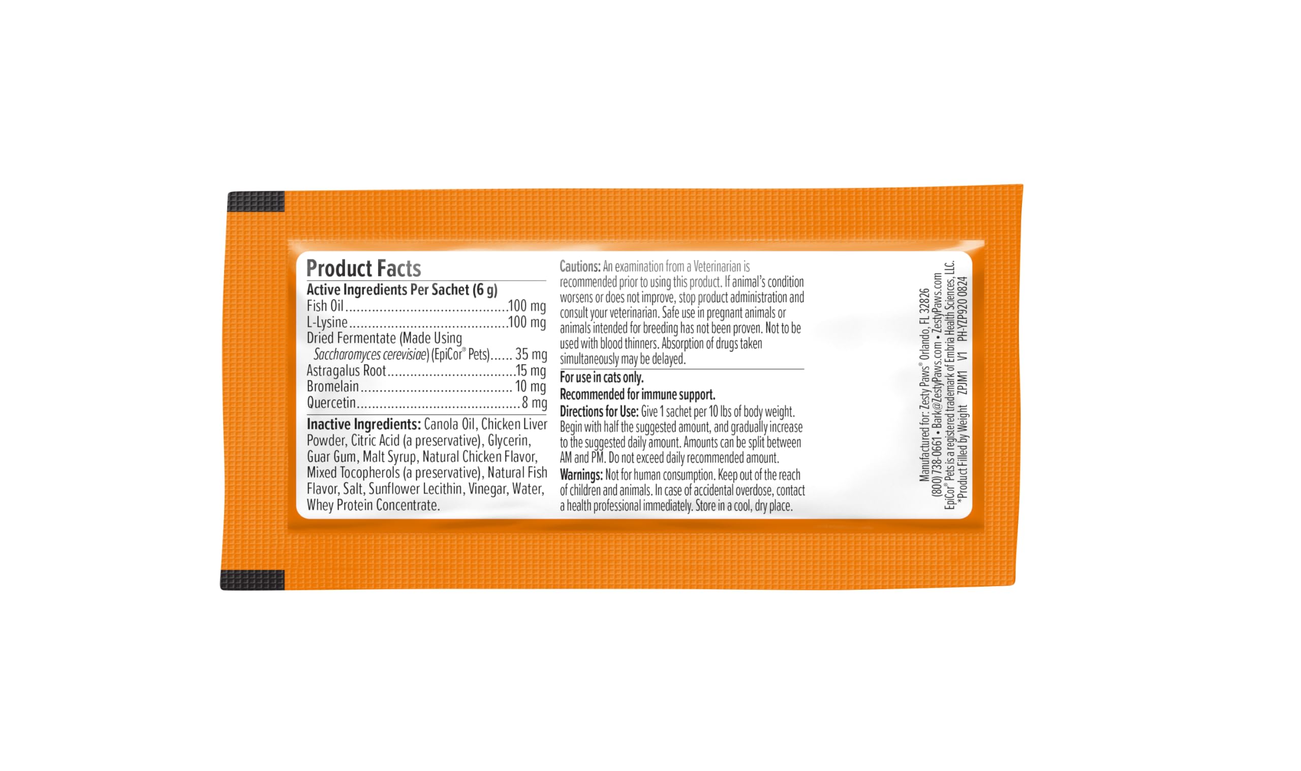 Zesty Paws Cat Allergy Relief package shown from an alternate angle.