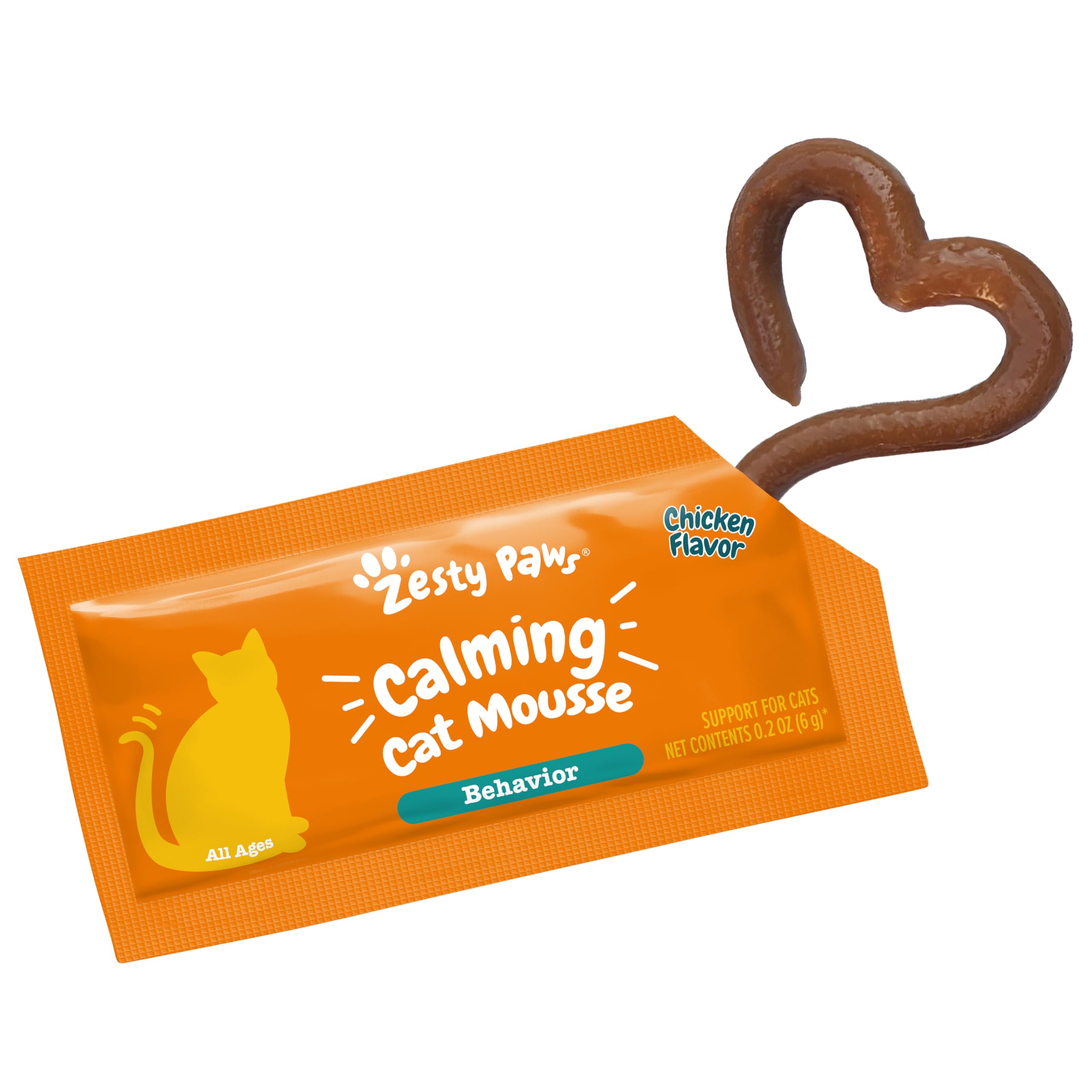 Zesty Paws Cat Calming Mousse shown from an alternate package angle.