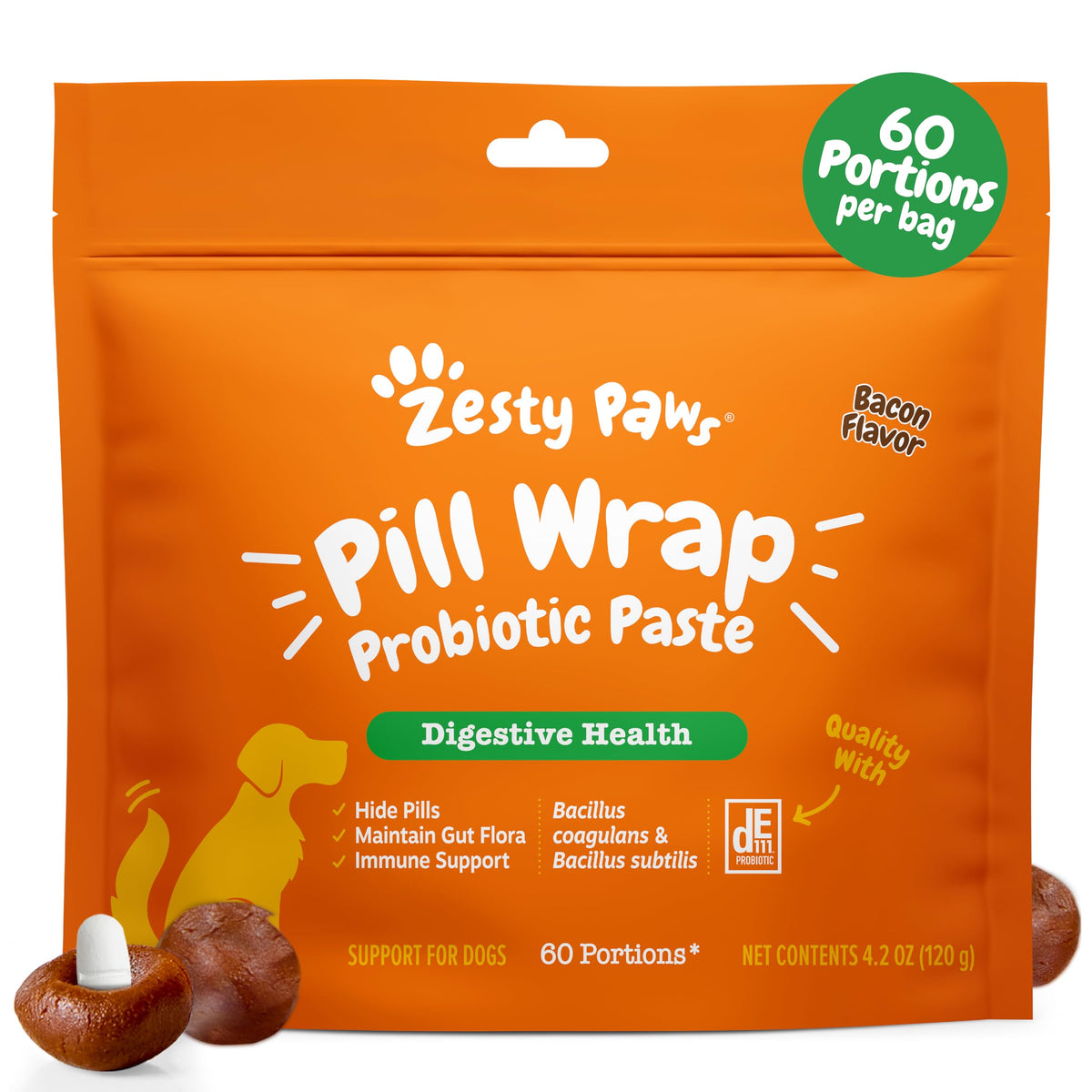 Zesty Paws Probiotic Pill Wrap shown from the front.