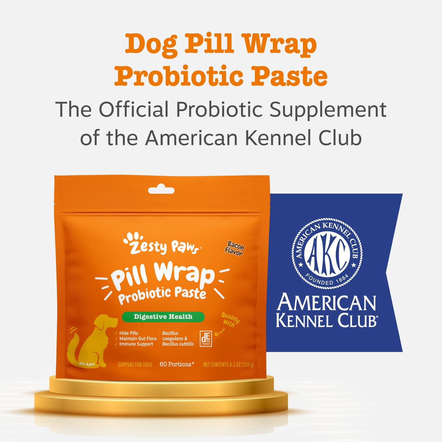 Zesty Paws Probiotic Pill Wrap package showing its portion count.