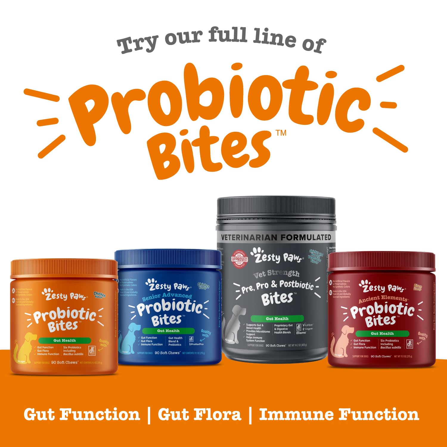 Zesty Paws Probiotic Pill Wrap shown from a side angle.