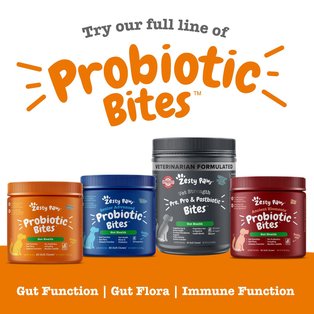 Zesty Paws Probiotic Pill Wrap shown from a side angle.
