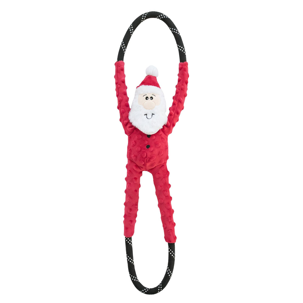 ZippyPaws RopeTugz Santa dog toy shown from the front.