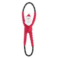 ZippyPaws RopeTugz Santa dog toy shown from the front.