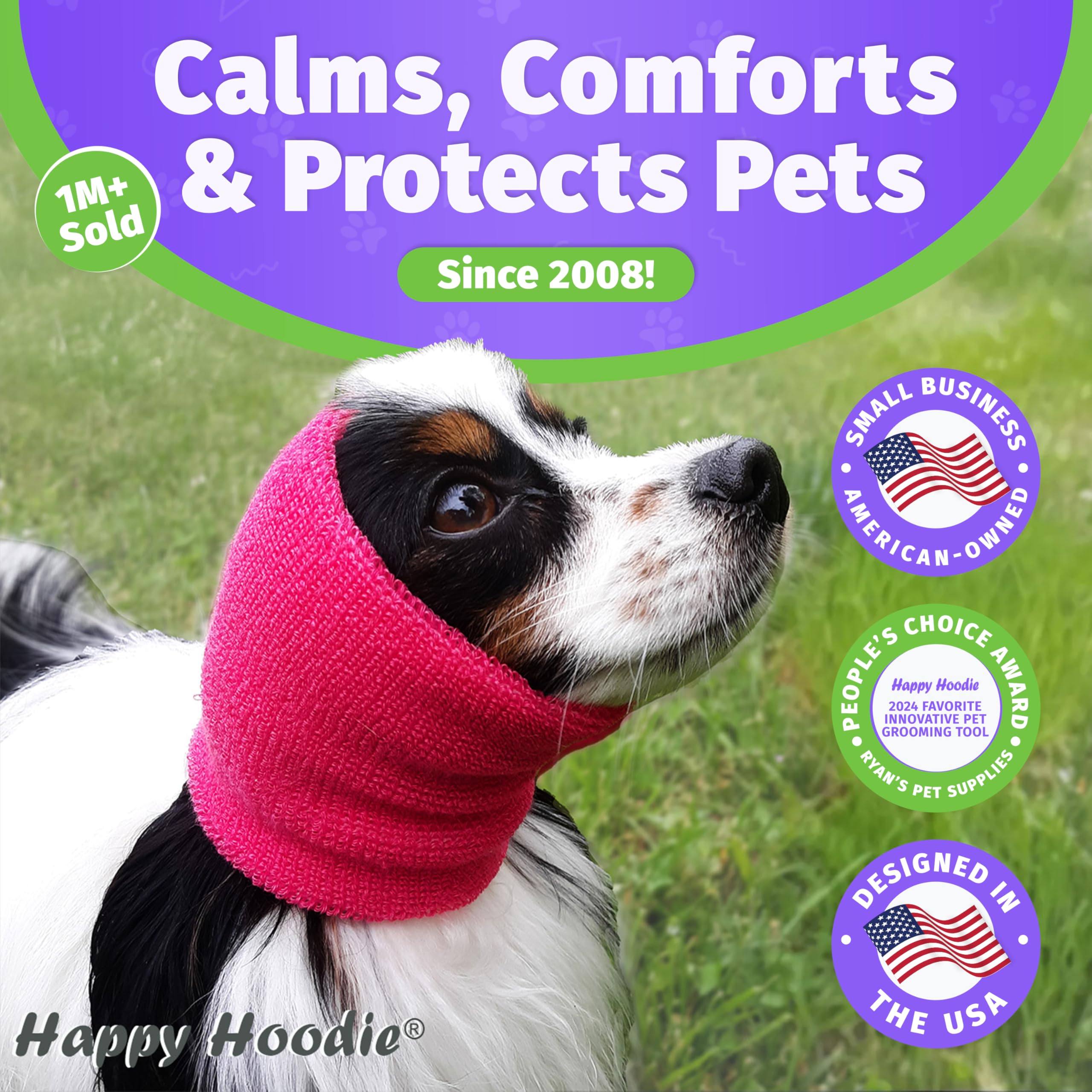 ZONI PETS Happy Hoodie band worn by a dog.